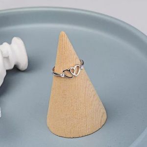 💍 Double Heart Diamond S 925 Silver Ring 💍